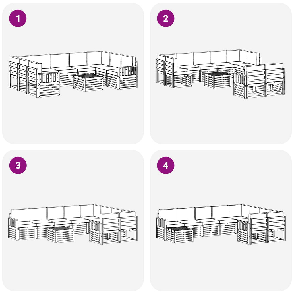 Outdoor-Sofagarnitur 8 pcs Weiß und Anthrazit 59 x 59 x 37 cm
