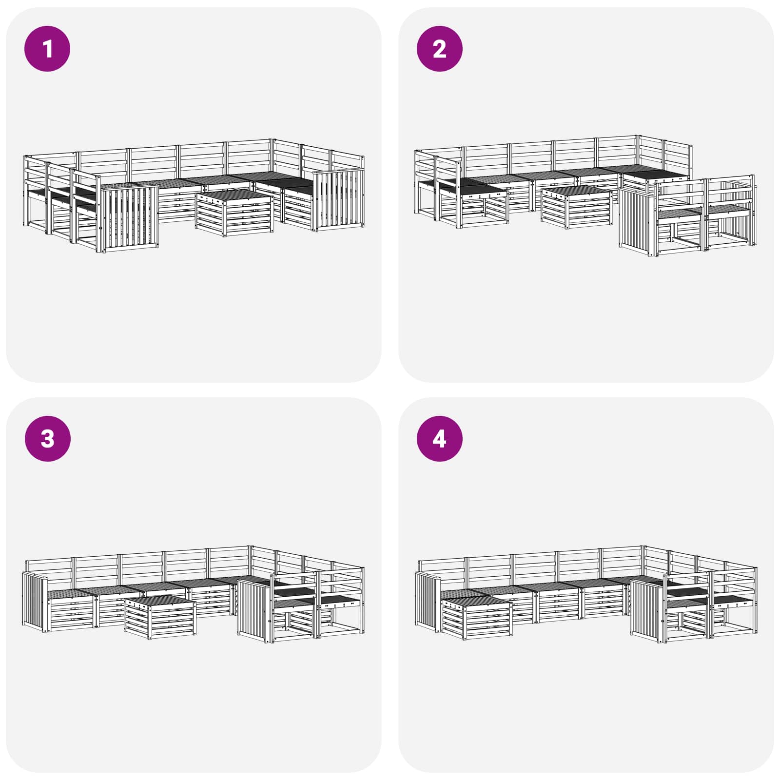 Outdoor-Sofagarnitur 10 pcs Weiß 59 x 59 x 37 cm