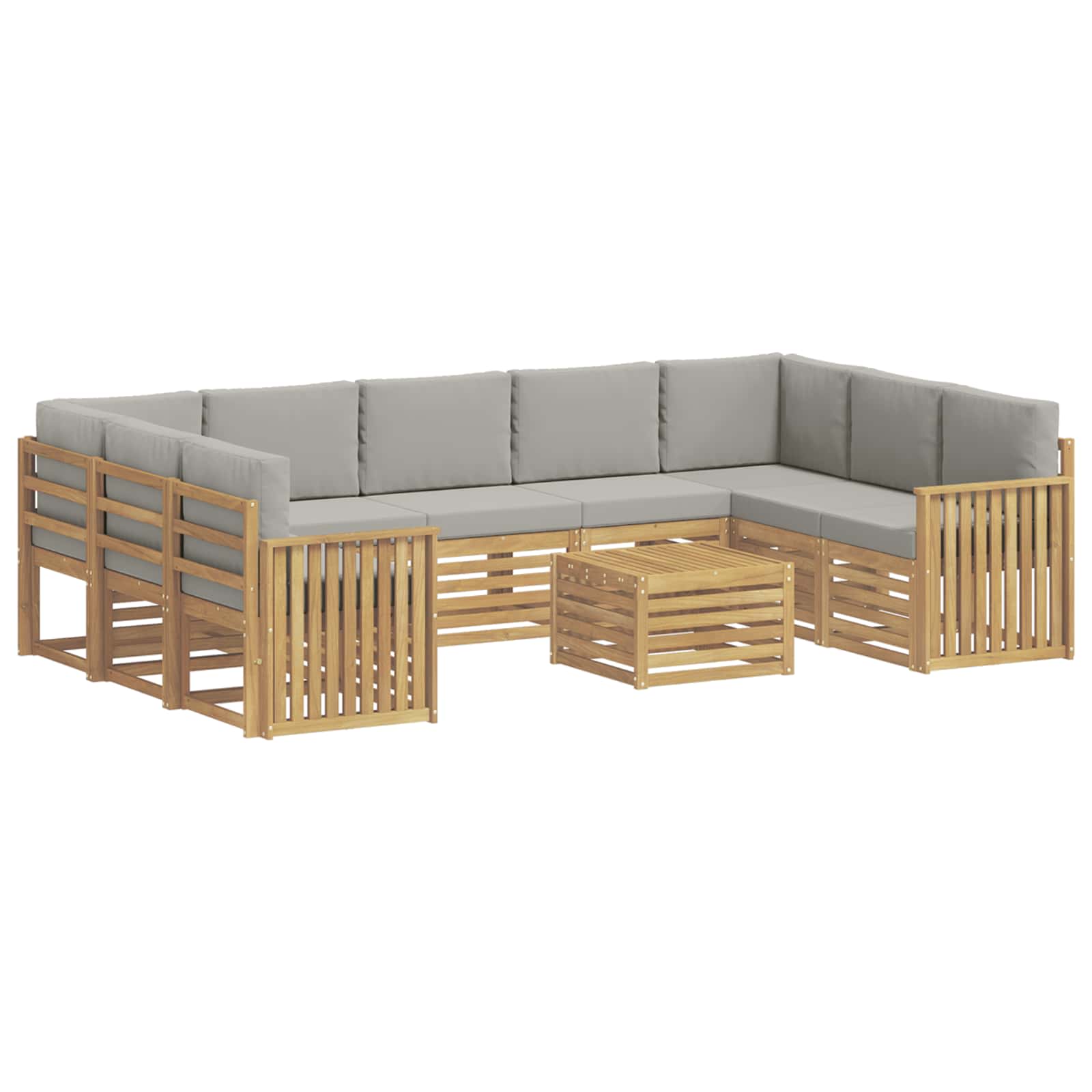 Outdoor-Sofagarnitur 10 pcs Weiß und Hellgrau 59 x 59 x 37 cm