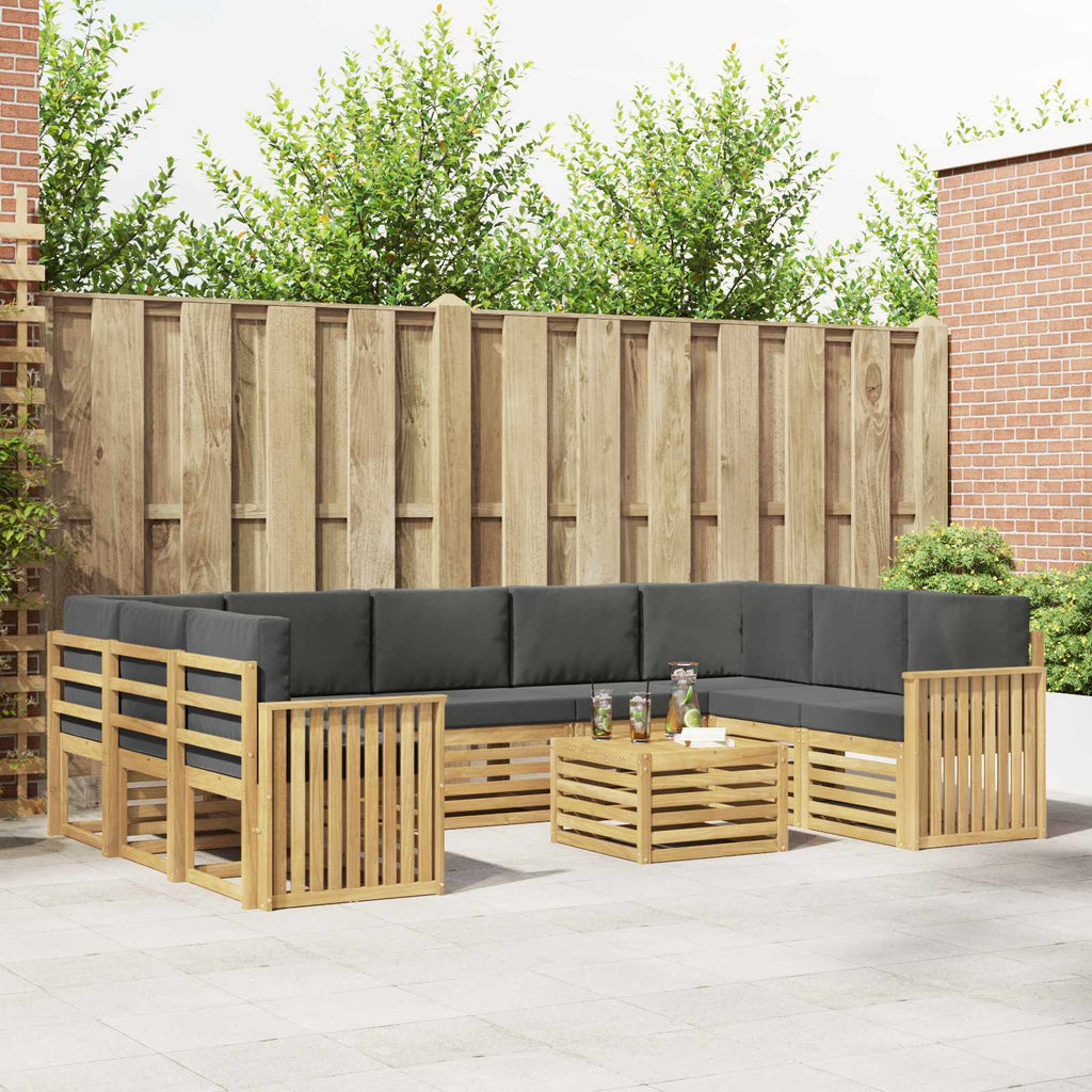 Outdoor-Sofagarnitur 10 pcs Weiß und Anthrazit 59 x 59 x 37 cm