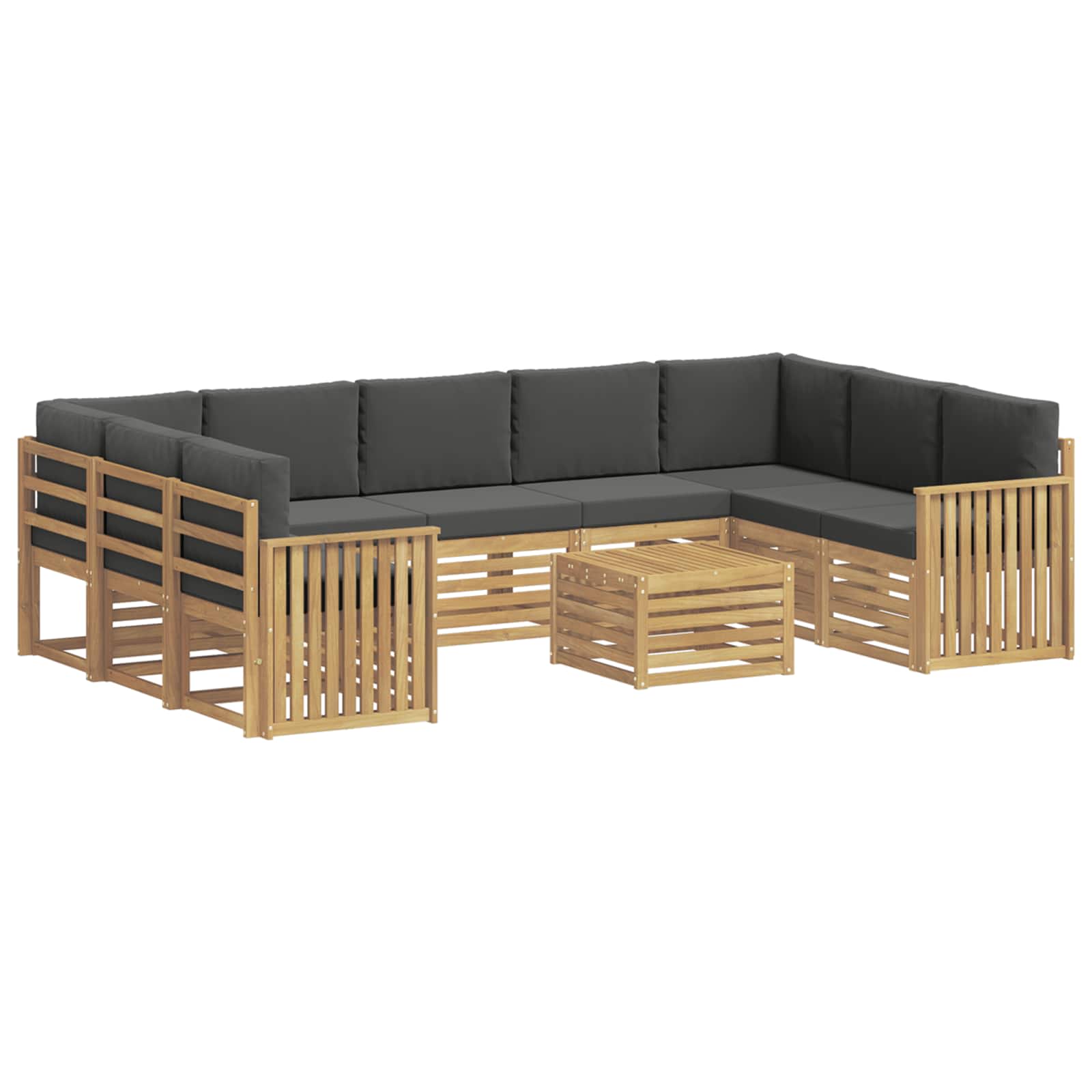 Outdoor-Sofagarnitur 10 pcs Weiß und Anthrazit 59 x 59 x 37 cm