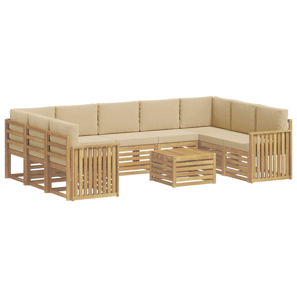 Outdoor-Sofagarnitur 10 pcs Weiß und Beige 59 x 59 x 37 cm