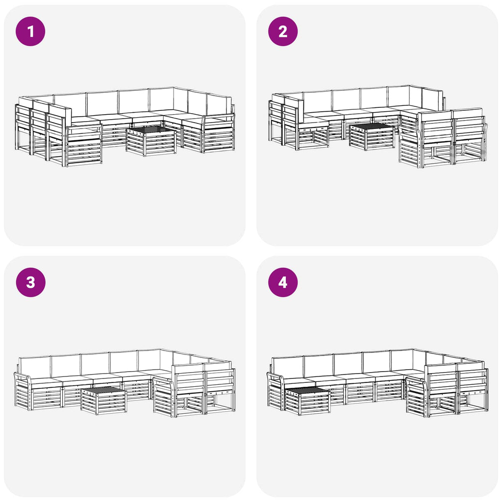 Outdoor-Sofagarnitur 10 pcs Weiß und Creme 59 x 59 x 37 cm