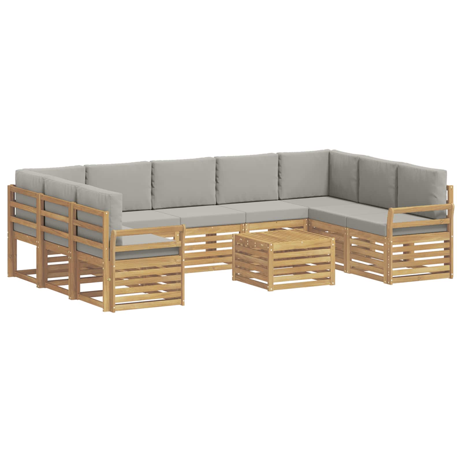 Outdoor-Sofagarnitur 10 pcs Weiß und Hellgrau 59 x 59 x 37 cm
