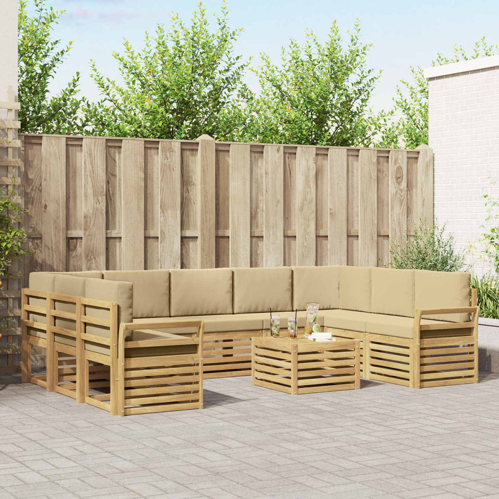 Outdoor-Sofagarnitur 10 pcs Weiß und Beige 59 x 59 x 37 cm