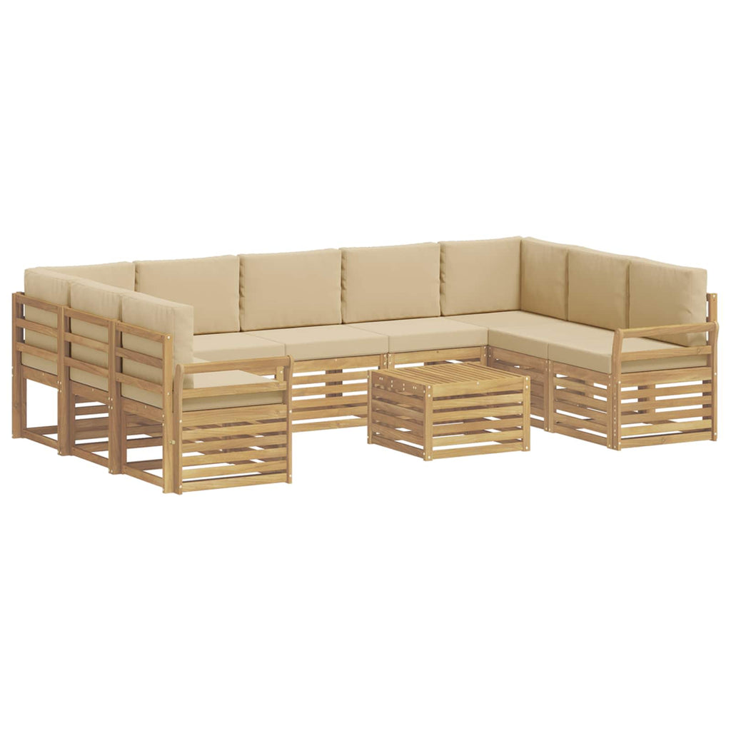 Outdoor-Sofagarnitur 10 pcs Weiß und Beige 59 x 59 x 37 cm
