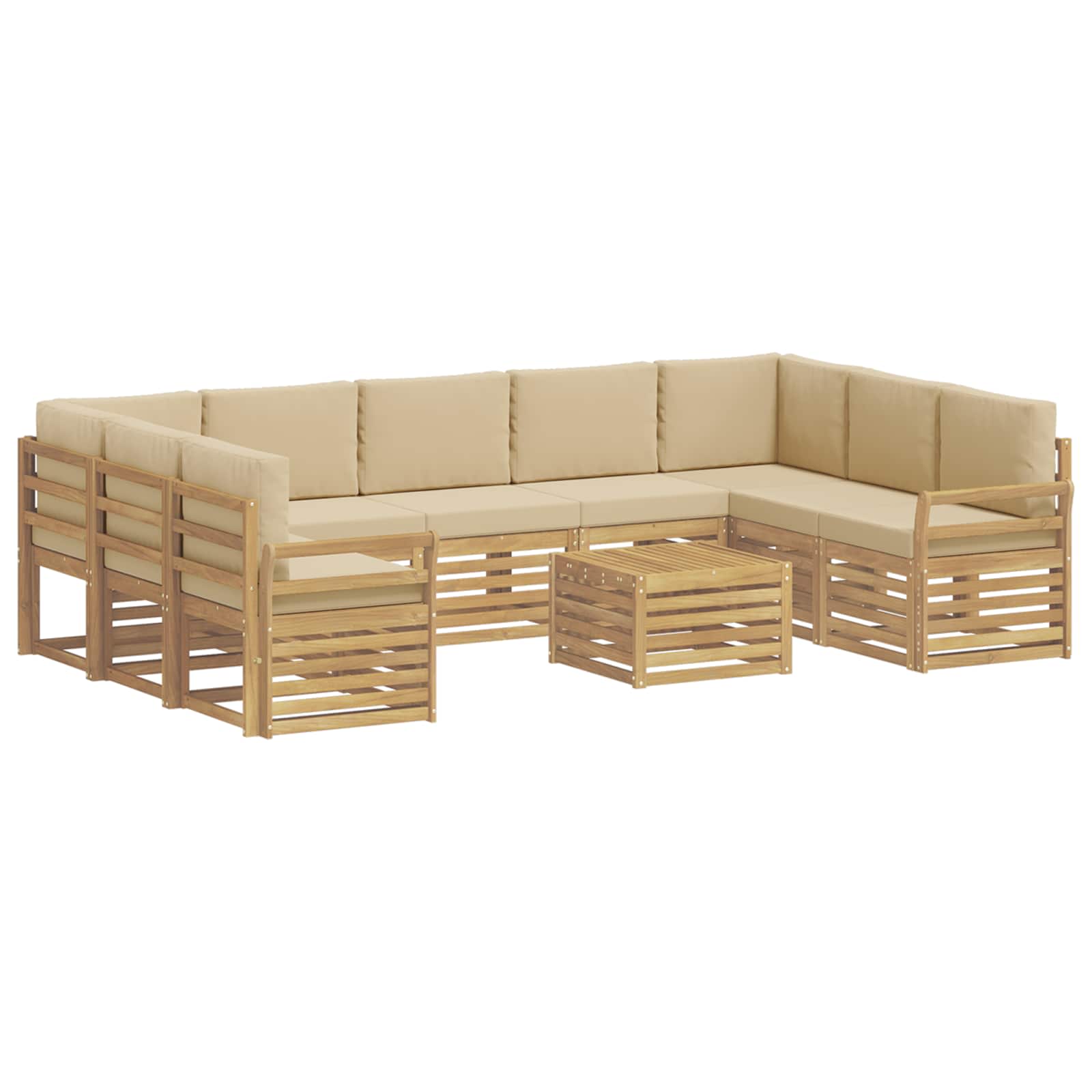 Outdoor-Sofagarnitur 10 pcs Weiß und Beige 59 x 59 x 37 cm