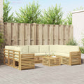 Outdoor-Sofagarnitur 10 pcs Weiß und Creme 59 x 59 x 37 cm