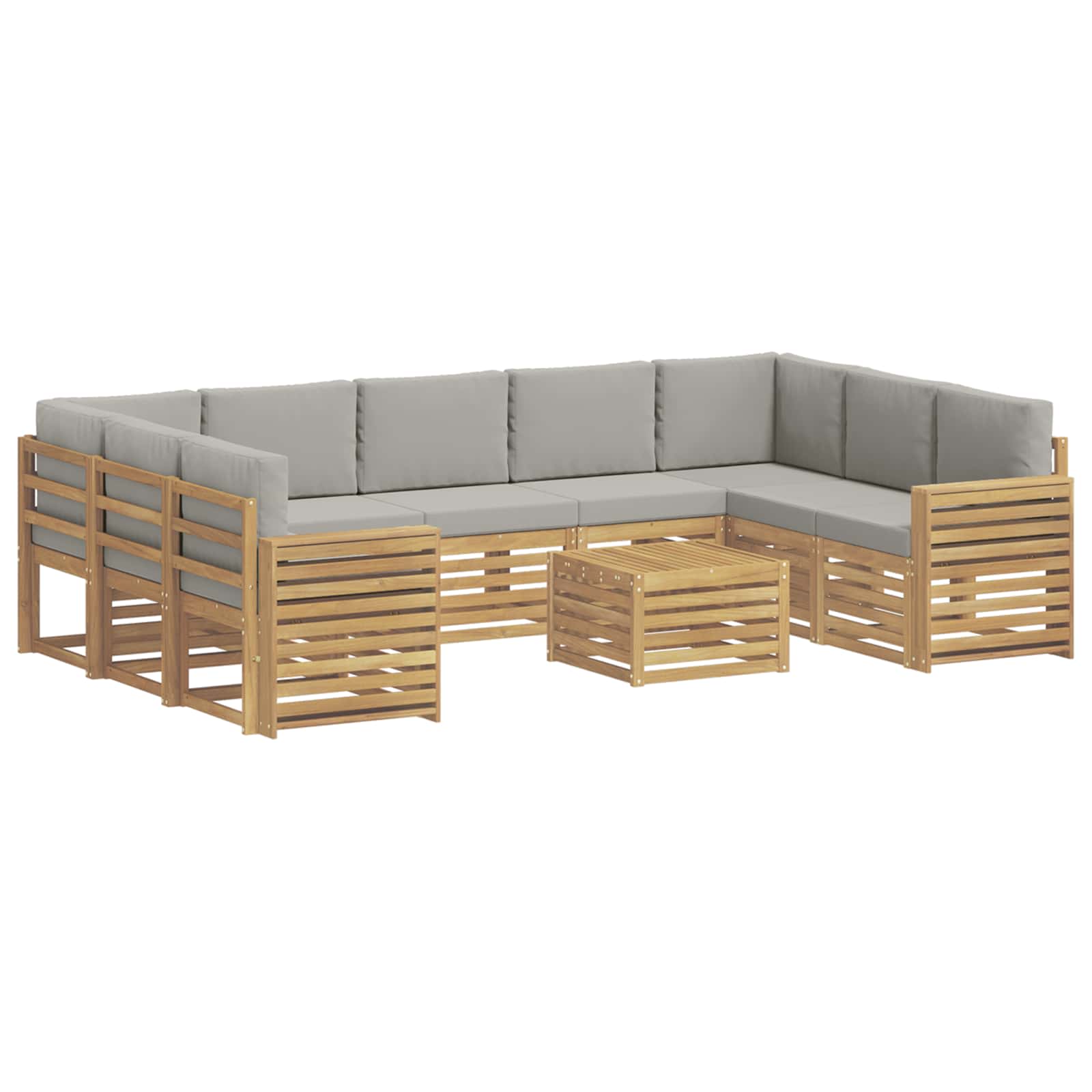 Outdoor-Sofagarnitur 10 pcs Weiß und Hellgrau 59 x 59 x 37 cm