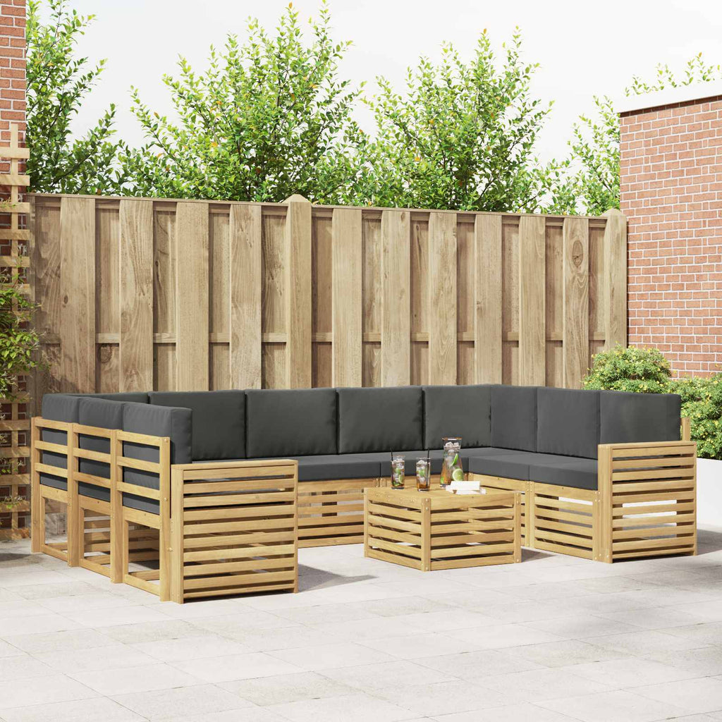 Outdoor-Sofagarnitur 10 pcs Weiß und Anthrazit 59 x 59 x 37 cm