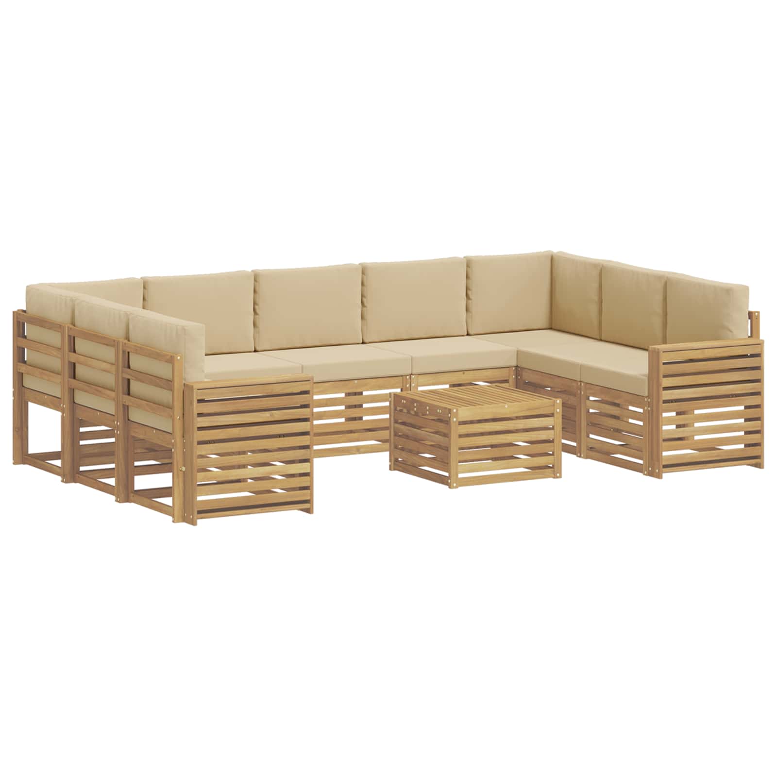 Outdoor-Sofagarnitur 10 pcs Weiß und Beige 59 x 59 x 37 cm