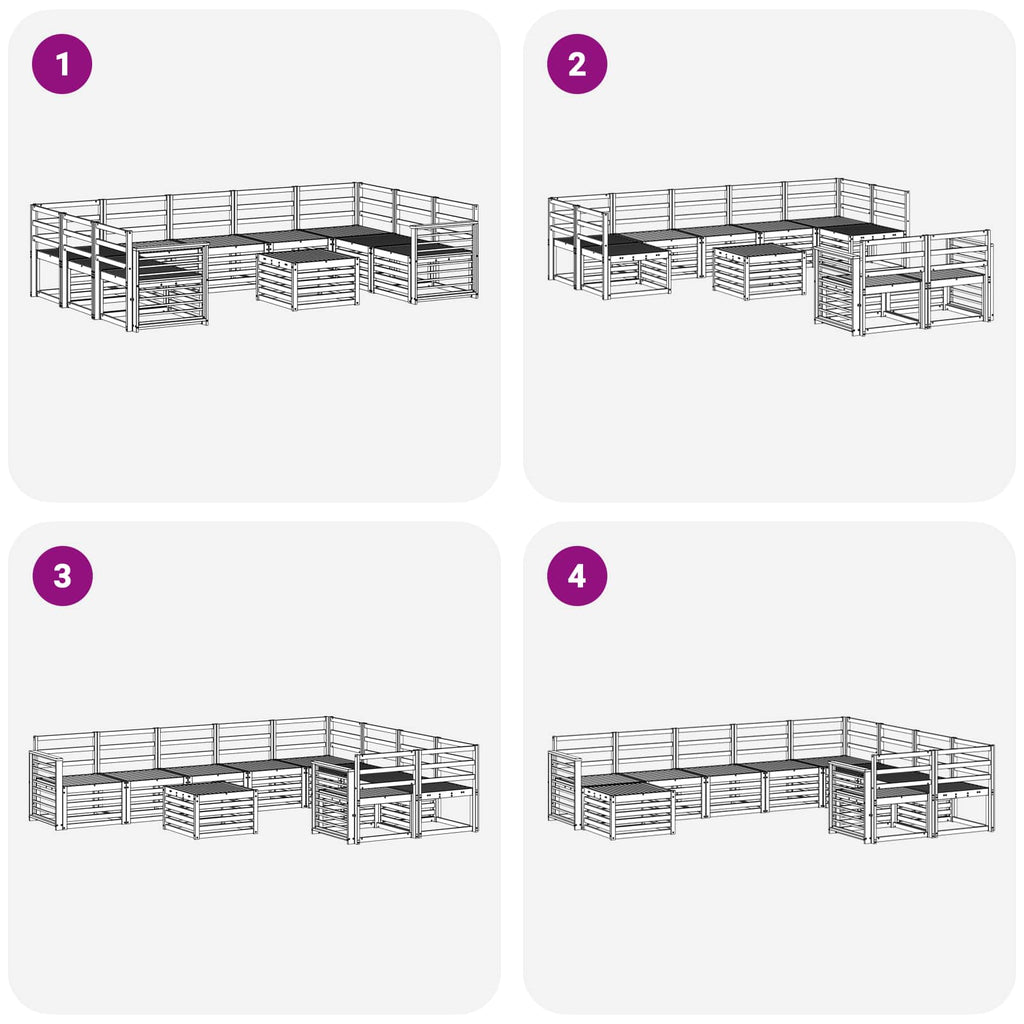 Outdoor-Sofagarnitur 10 pcs Weiß 59 x 59 x 37 cm