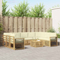 Sofagarnituren mit Kissen 10 pcs Weiß und Creme Polyester