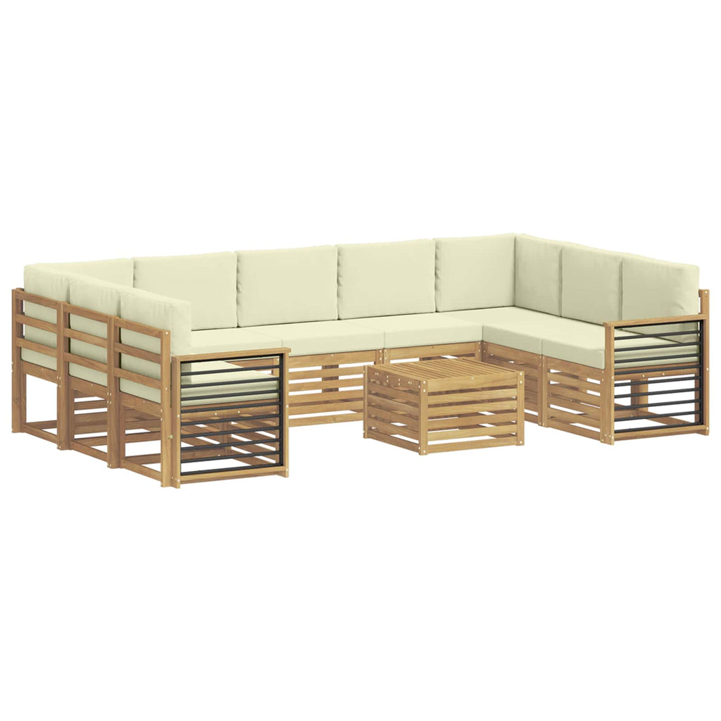 Sofagarnituren mit Kissen 10 pcs Weiß und Creme Polyester