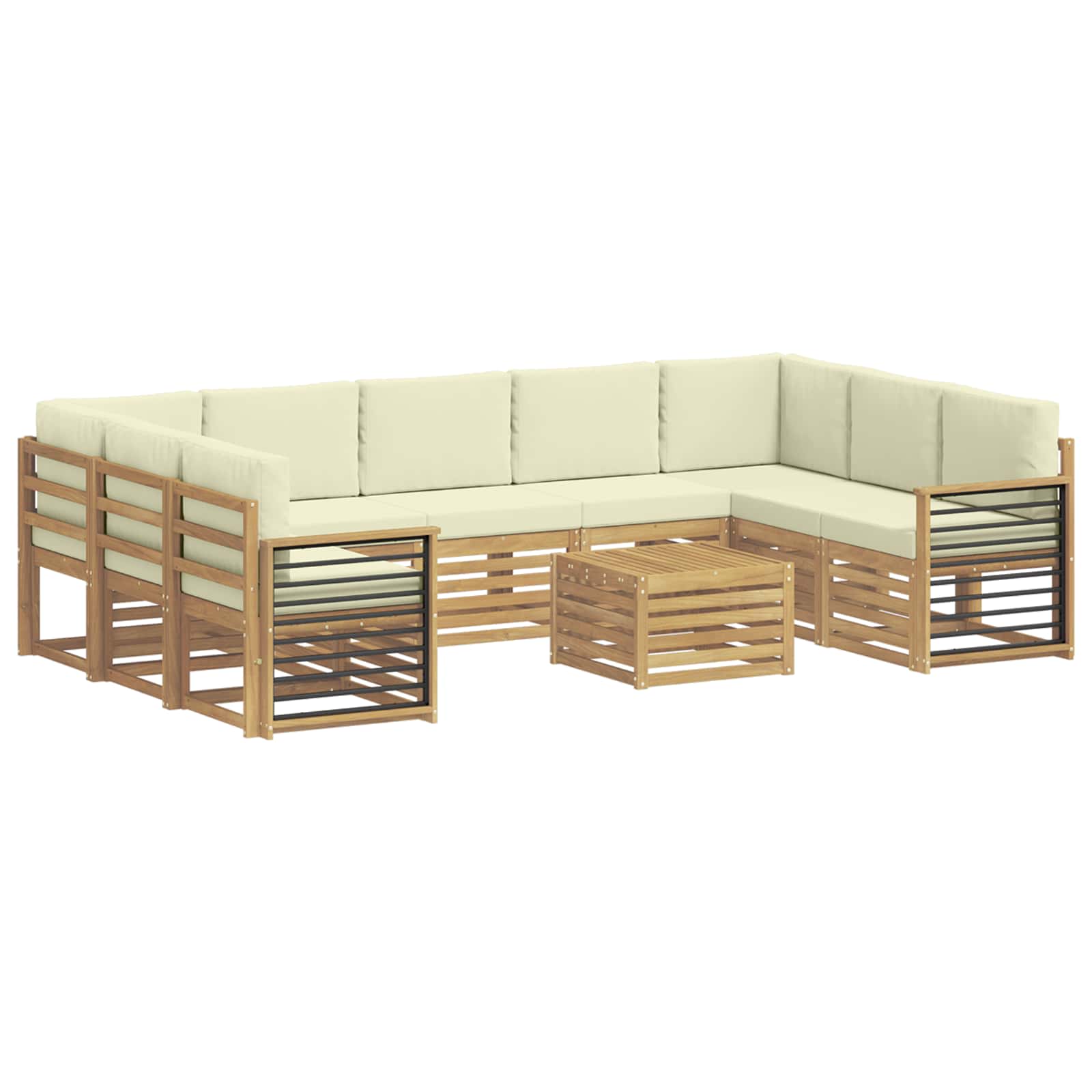 Sofagarnituren mit Kissen 10 pcs Weiß und Creme Polyester