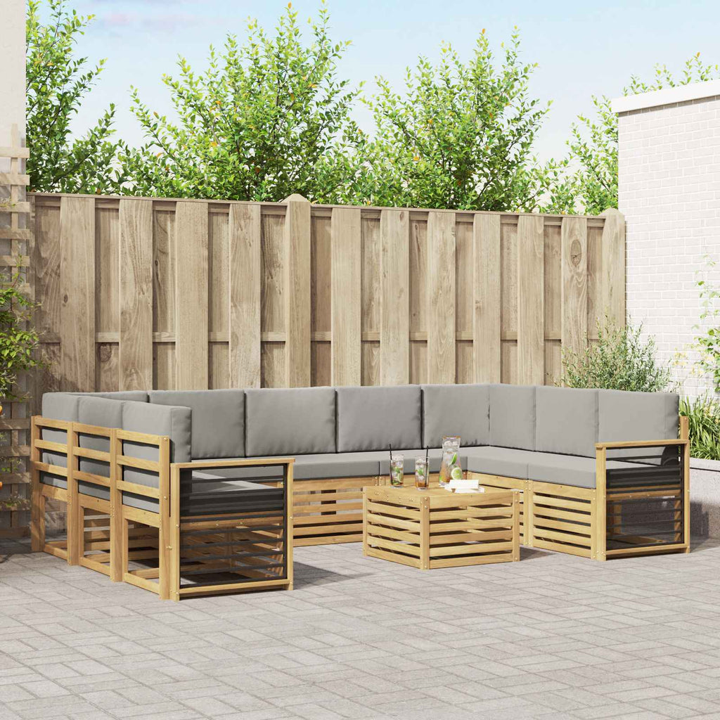 Sofagarnituren 10 pcs Weiß und Hellgrau 59 x 59 x 37 cm