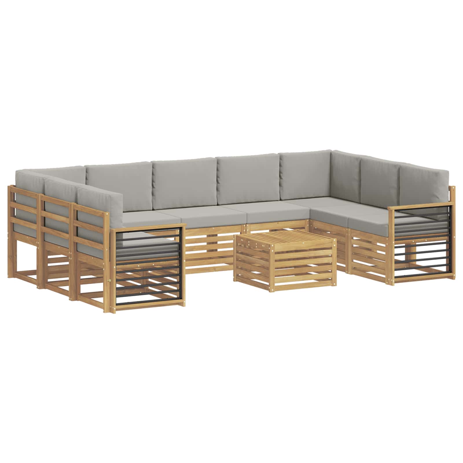 Sofagarnituren 10 pcs Weiß und Hellgrau 59 x 59 x 37 cm