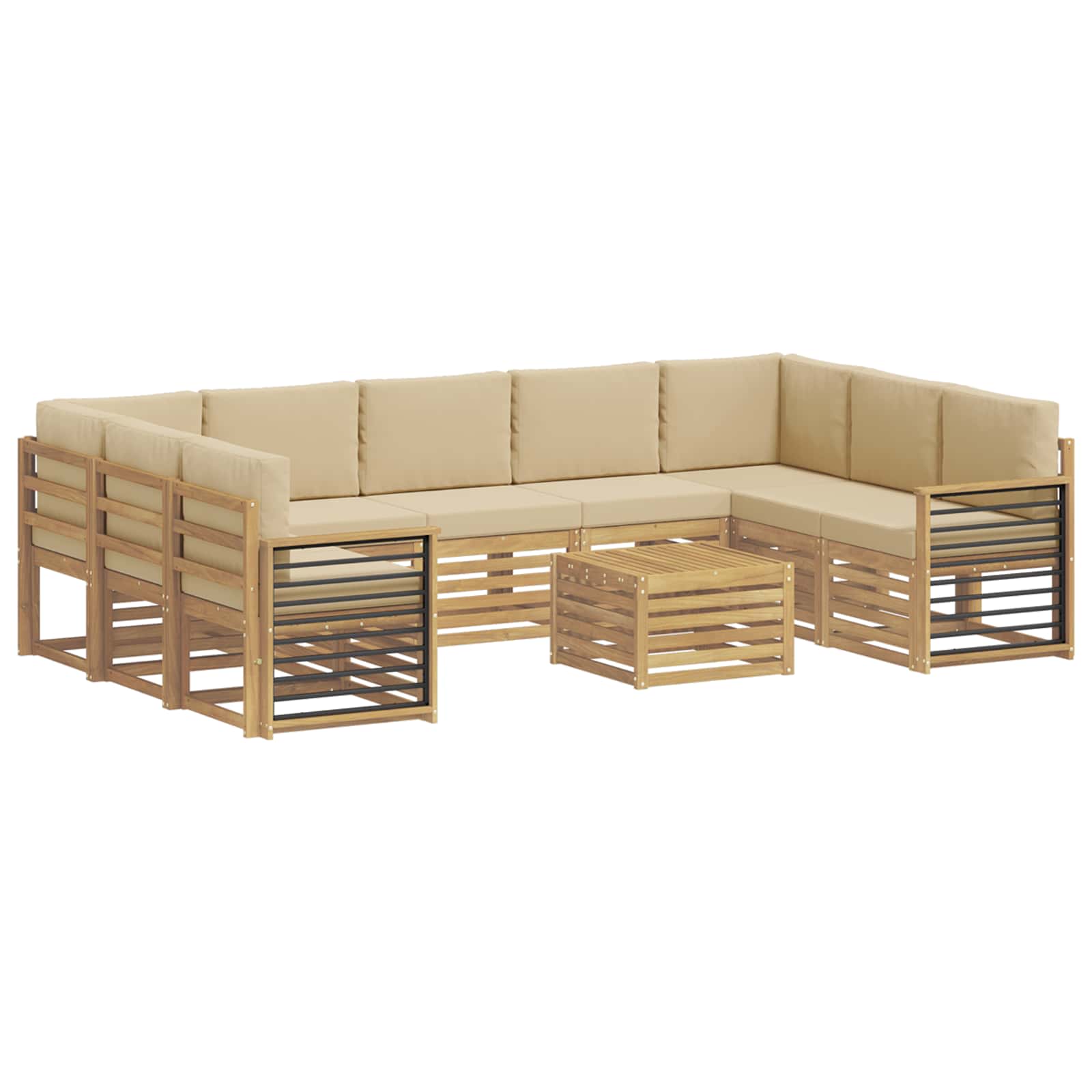Sofagarnituren 10 pcs Weiß und Beige 59 x 59 x 37 cm Polyester