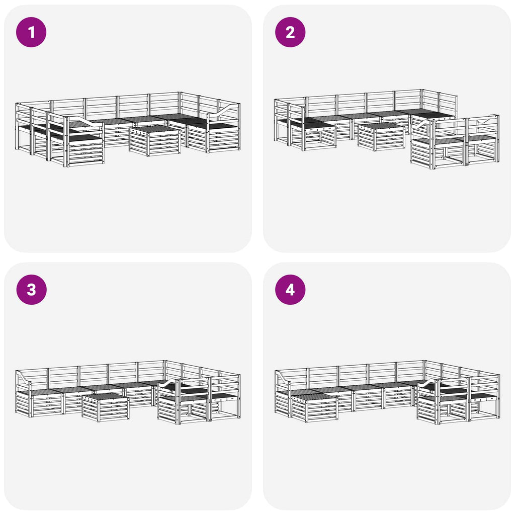 Outdoor-Sofagarnitur 10 pcs Weiß 59 x 59 x 37 cm