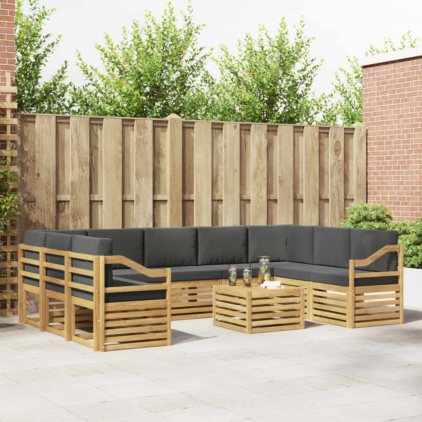 Outdoor-Sofagarnitur 8 pcs Weiß und Anthrazit 59 x 59 x 37 cm