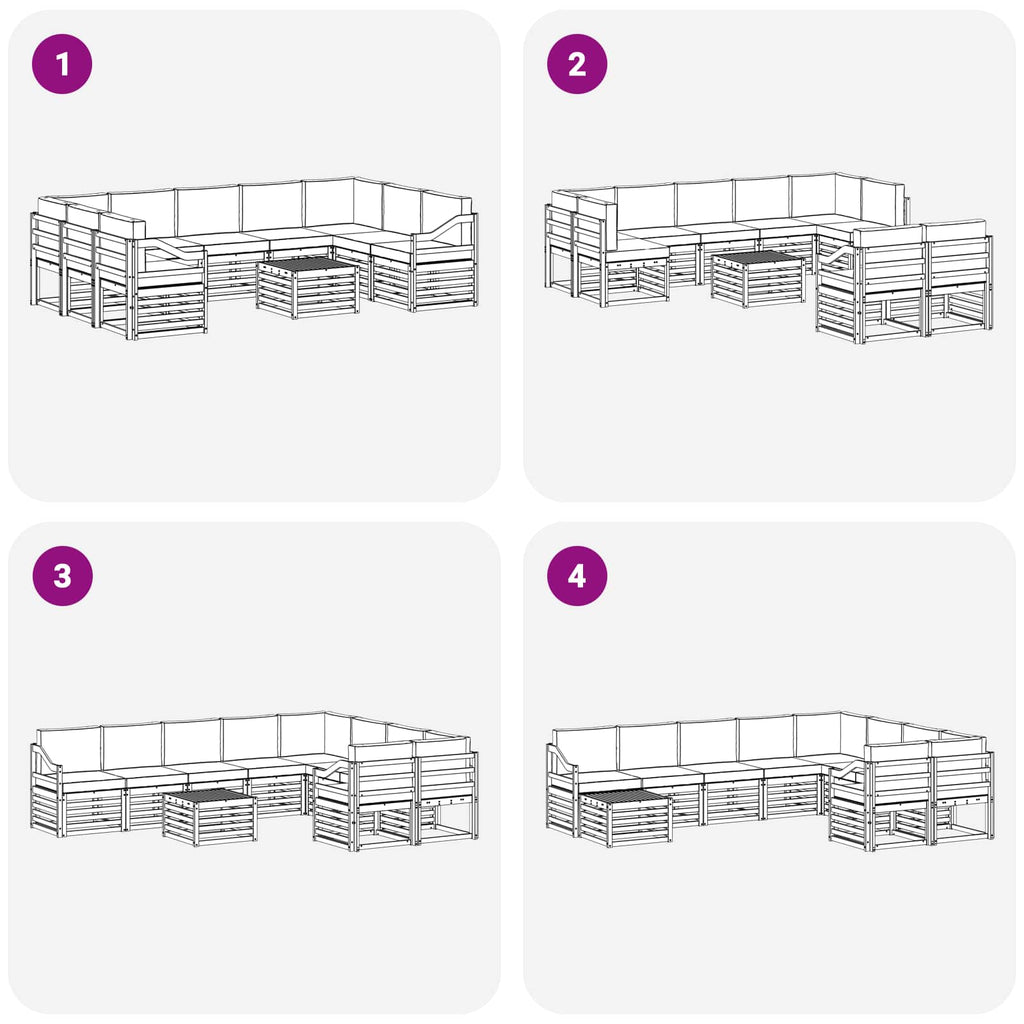 Outdoor-Sofagarnitur 8 pcs Weiß und Anthrazit 59 x 59 x 37 cm