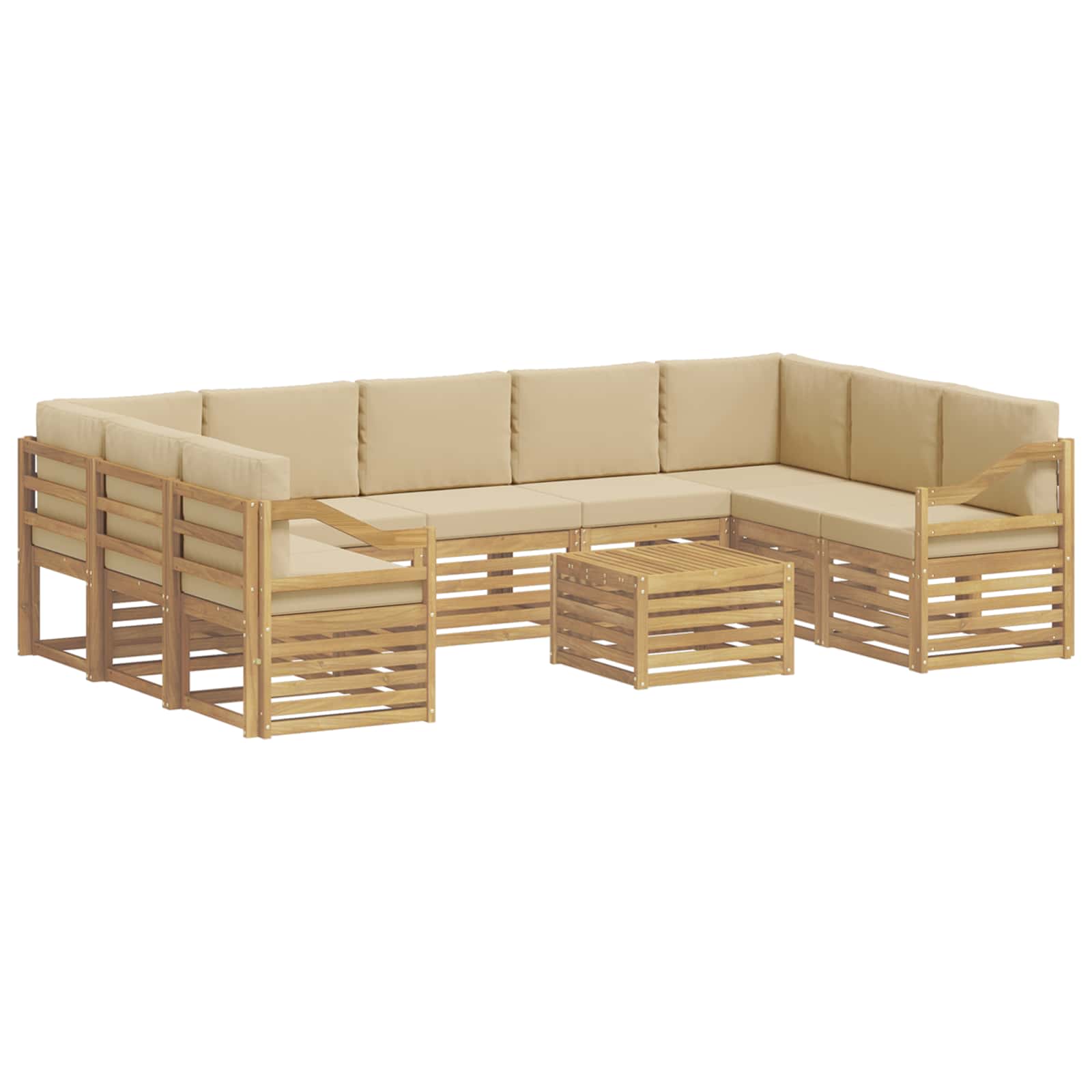 Sofagarnituren 10 pcs Weiß und Beige 59 x 59 x 37 cm Polyester