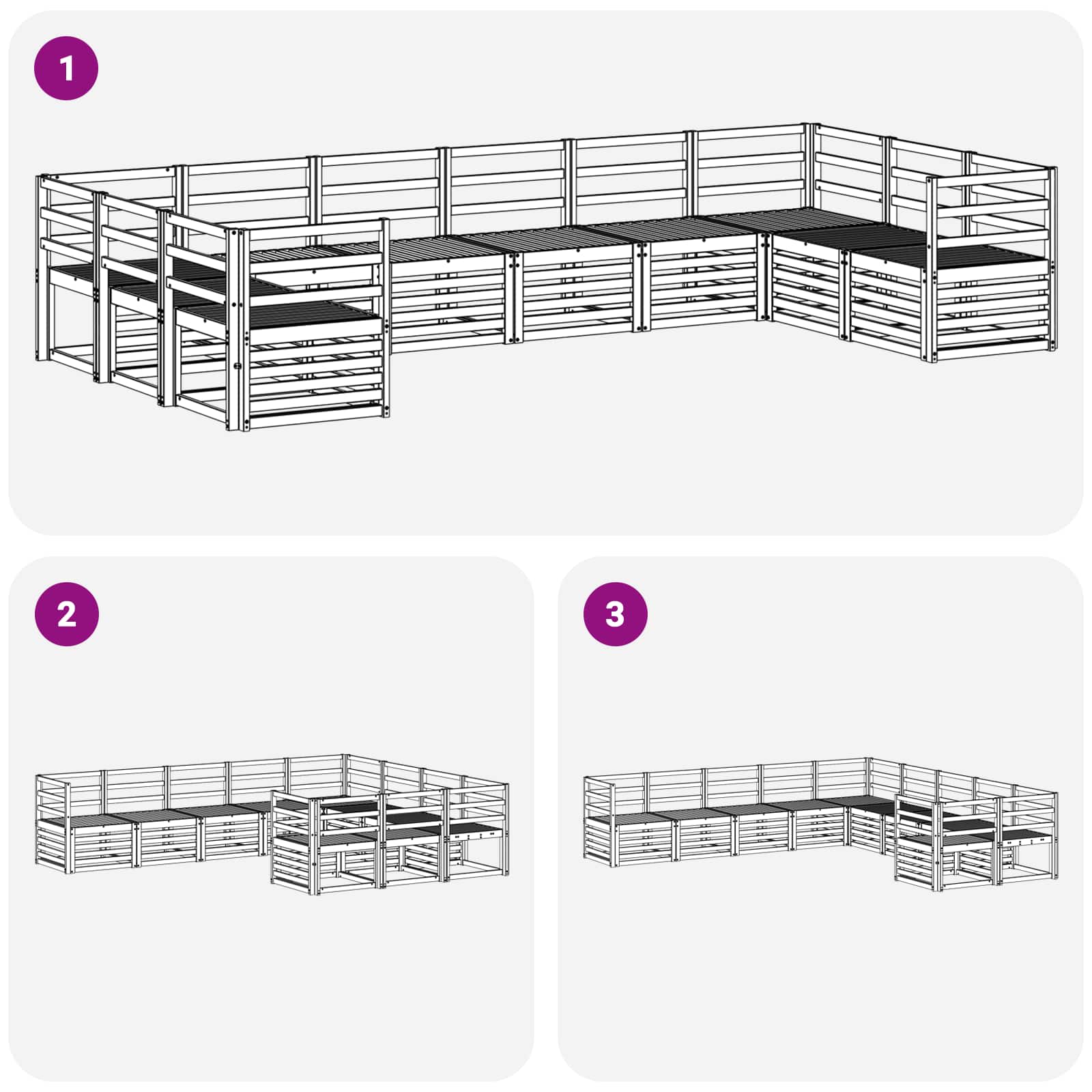 Outdoor-Sofagarnitur 10 pcs Weiß 363 x 185,5 x 73 cm