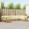 Outdoor-Sofagarnitur mit Kissen 10 pcs Weiß und Creme Polyester