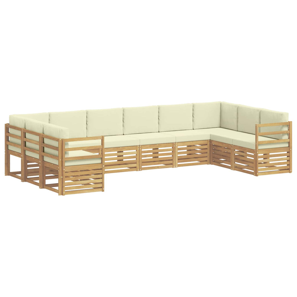 Outdoor-Sofagarnitur mit Kissen 10 pcs Weiß und Creme Polyester