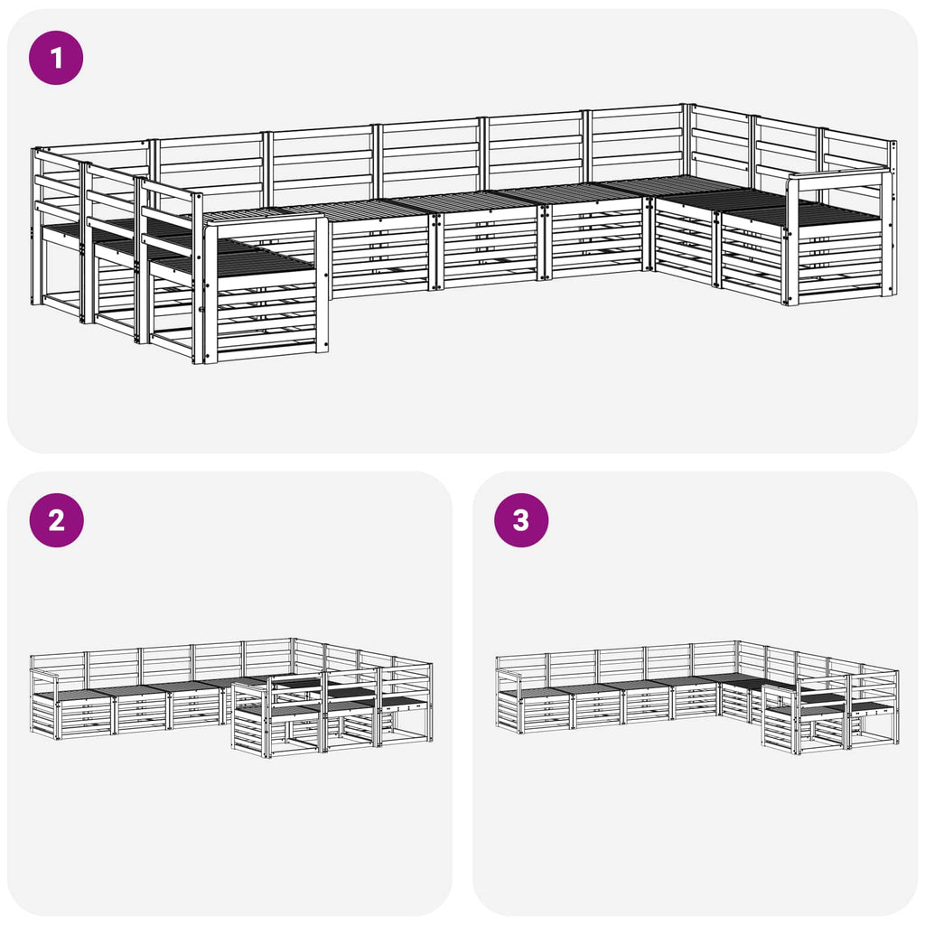 Outdoor-Sofagarnitur 10 pcs Weiß 363 x 187,5 x 73 cm