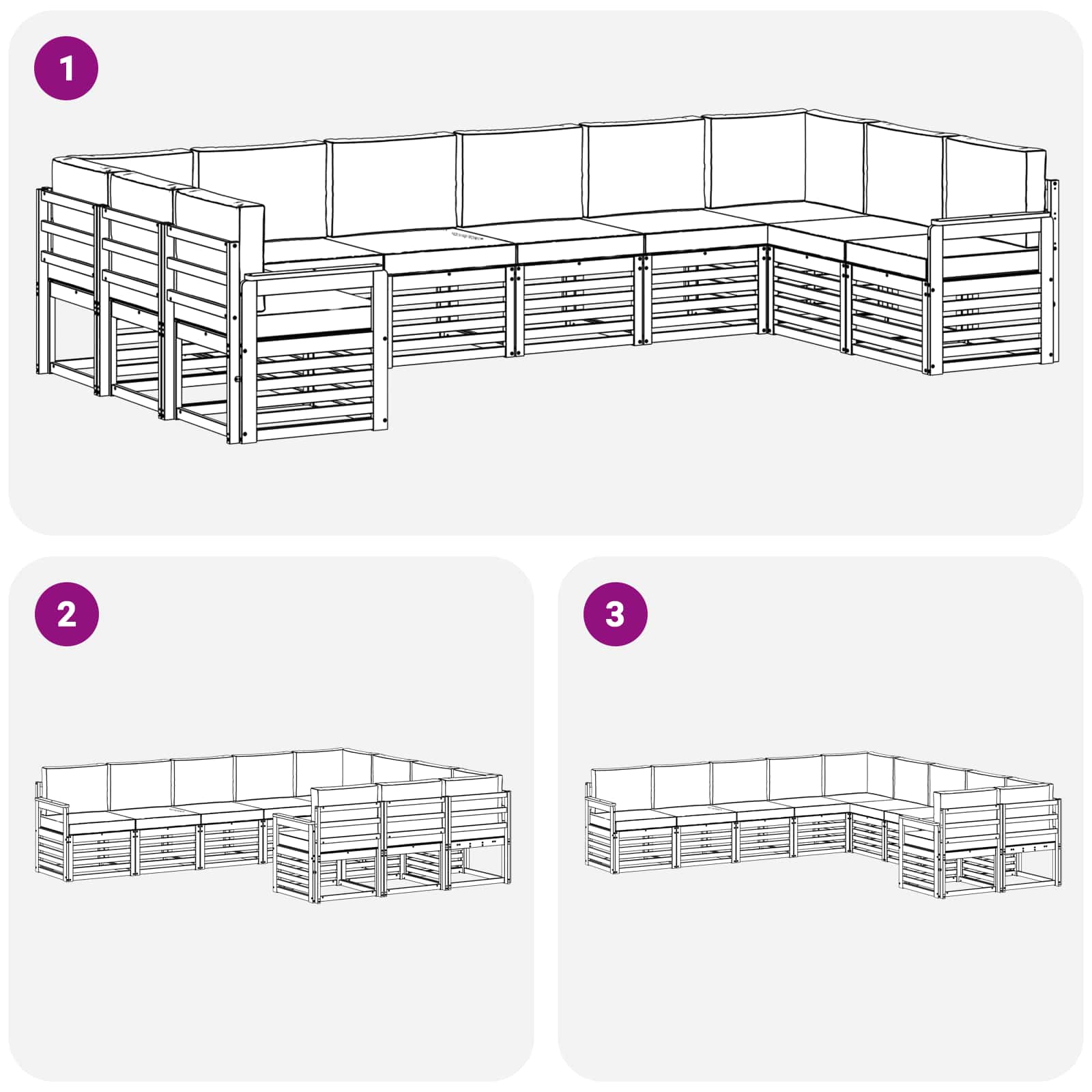Outdoor-Sofagarnitur 7 pcs Weiß und Creme 363 x 187,5 x 73 cm