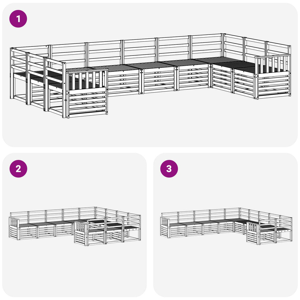 Outdoor-Sofagarnitur 10 pcs Weiß 363 x 187,5 x 73 cm