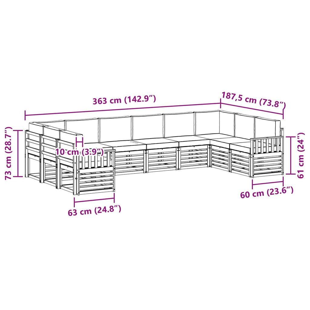 Outdoor-Sofagarnitur 7 pcs Weiß und Hellgrau