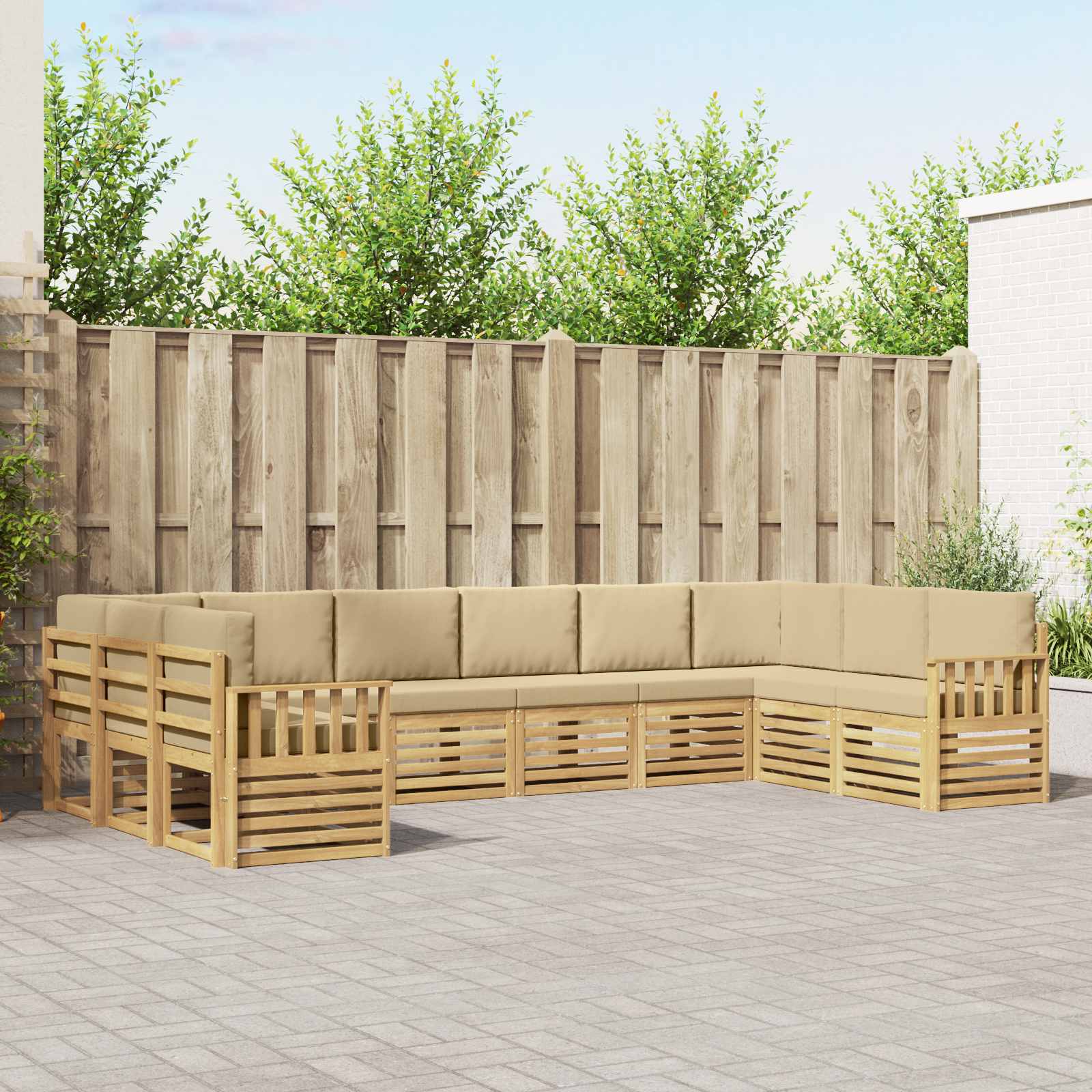 Outdoor-Sofagarnitur 7 pcs Weiß und Beige 363 x 187,5 x 73 cm