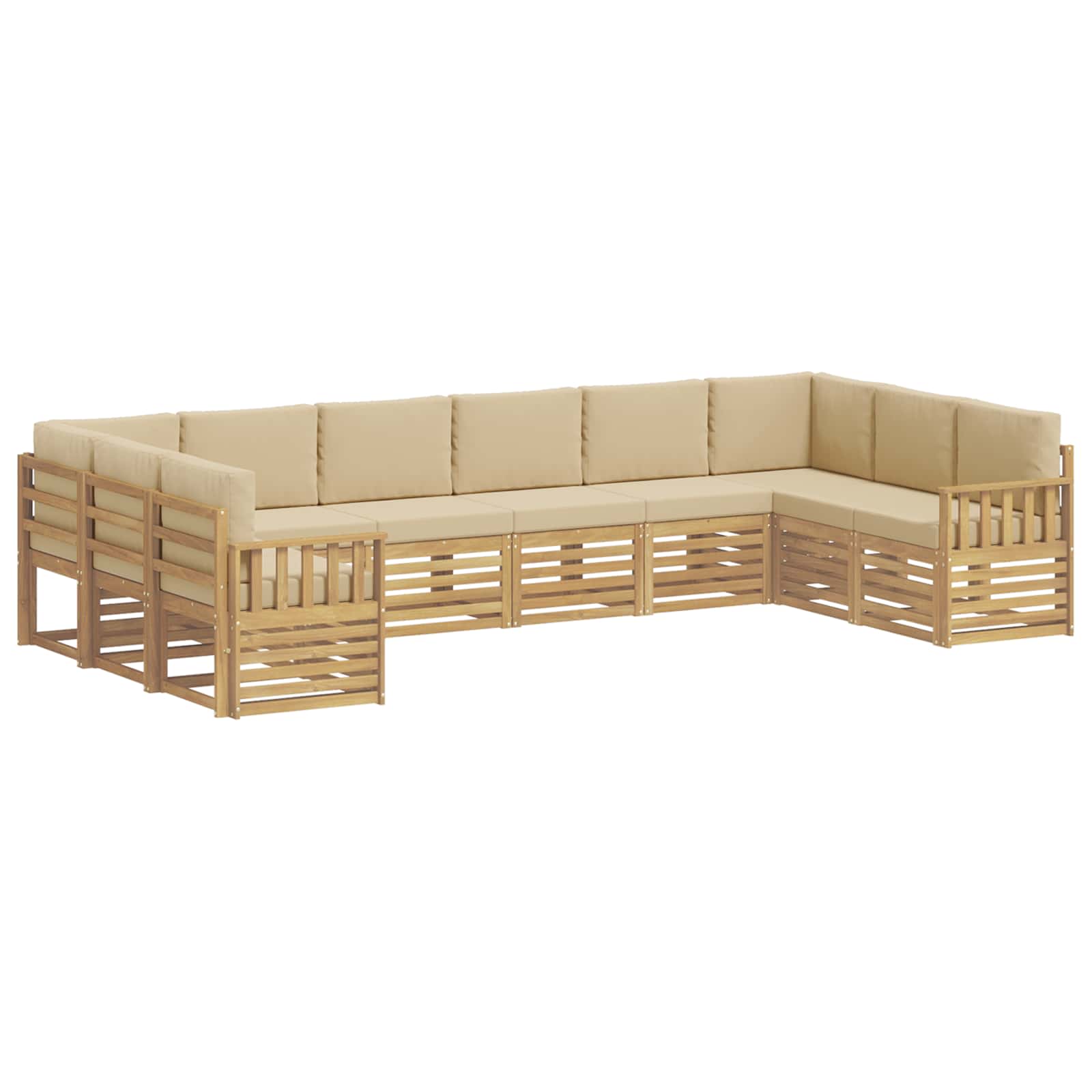 Outdoor-Sofagarnitur 7 pcs Weiß und Beige 363 x 187,5 x 73 cm