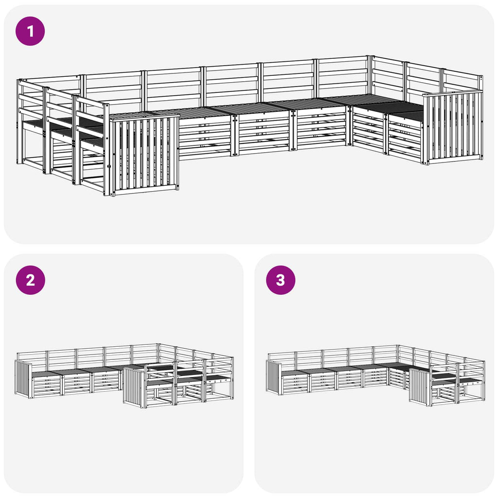 Outdoor-Sofagarnitur 10 pcs Weiß 363 x 187,5 x 73 cm