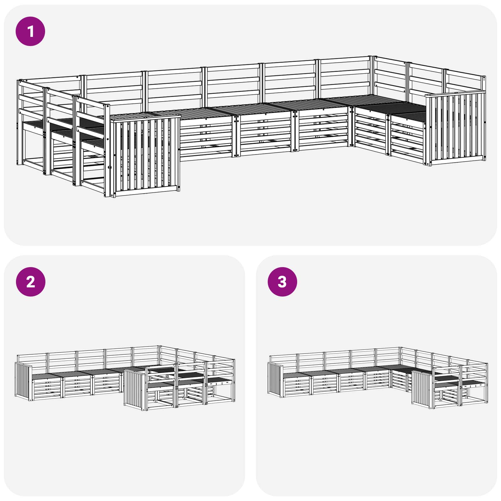 Outdoor-Sofagarnitur 10 pcs Weiß 363 x 187,5 x 73 cm