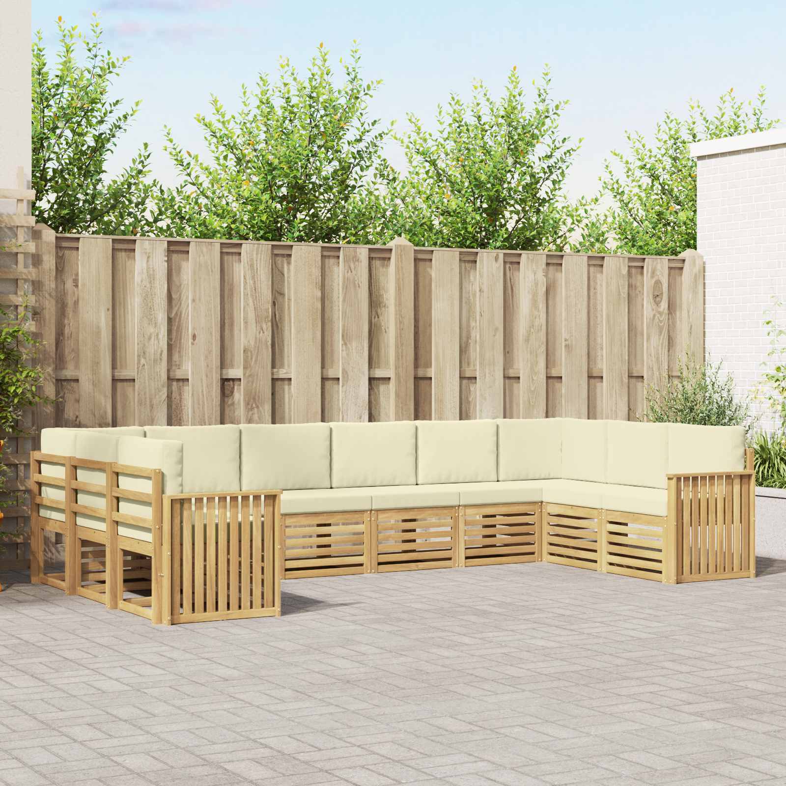 Outdoor-Sofagarnitur 10 pcs Weiß und Creme 363 x 187,5 x 73 cm