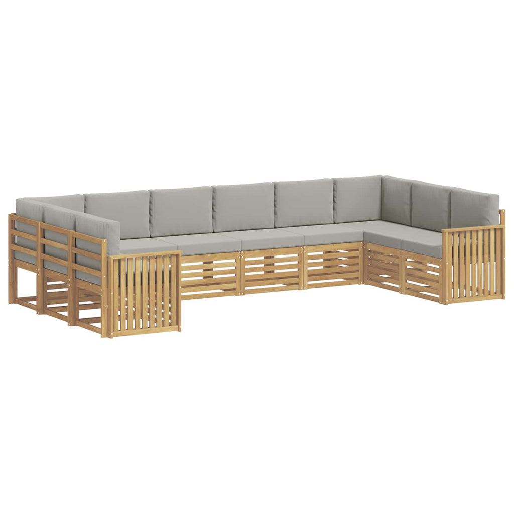 Outdoor-Sofagarnitur 10 pcs Weiß und Hellgrau