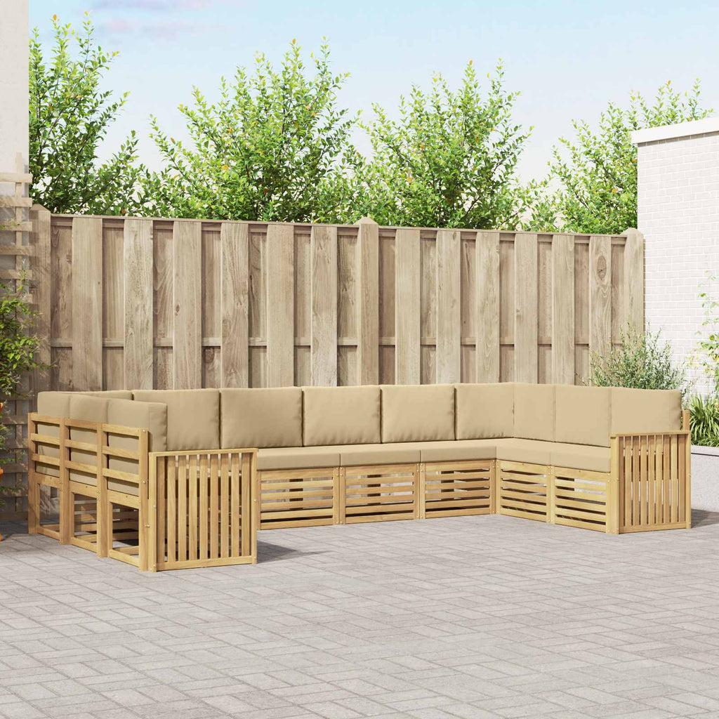 Outdoor-Sofagarnitur 10 pcs Weiß und Beige 363 x 187,5 x 73 cm