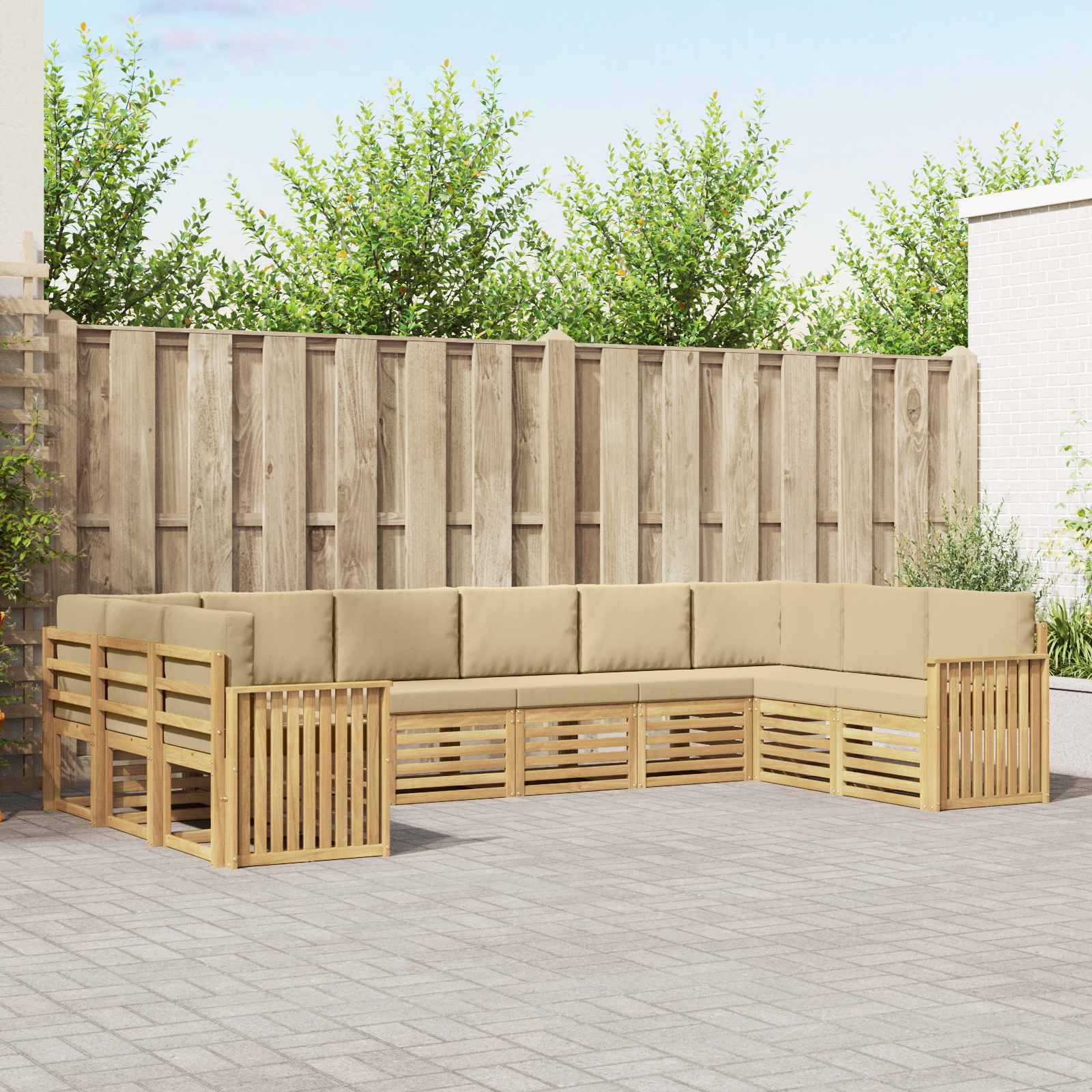 Outdoor-Sofagarnitur 10 pcs Weiß und Beige 363 x 187,5 x 73 cm