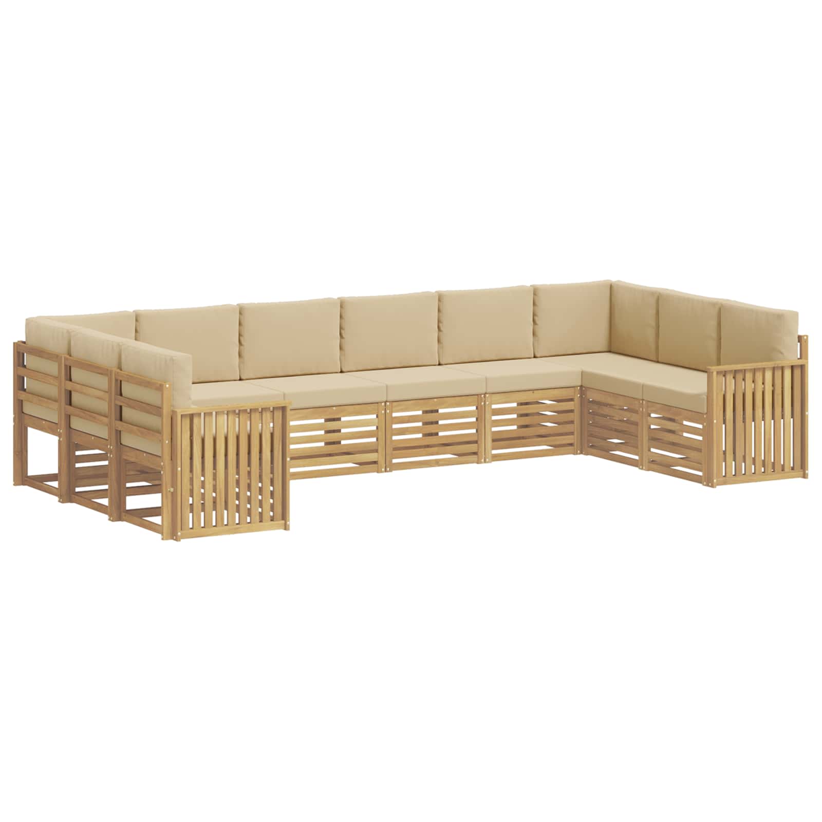 Outdoor-Sofagarnitur 10 pcs Weiß und Beige 363 x 187,5 x 73 cm