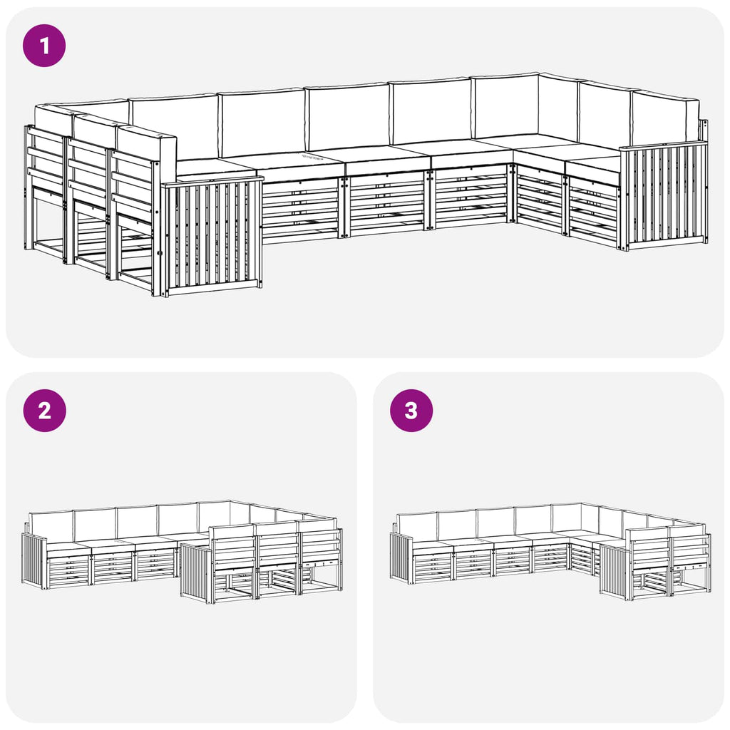 Outdoor-Sofagarnitur 10 pcs Weiß und Beige 363 x 187,5 x 73 cm