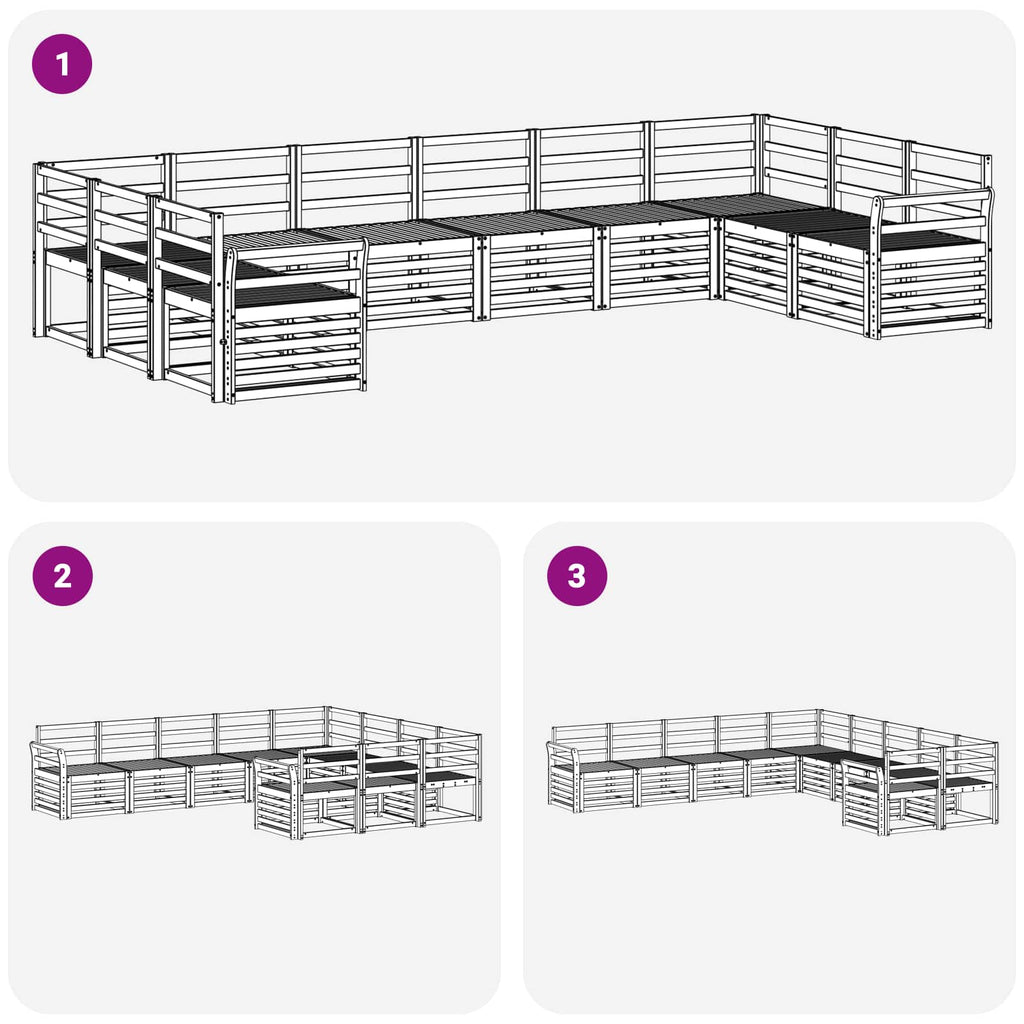 Outdoor-Sofagarnitur 10 pcs Weiß 363 x 190 x 73 cm