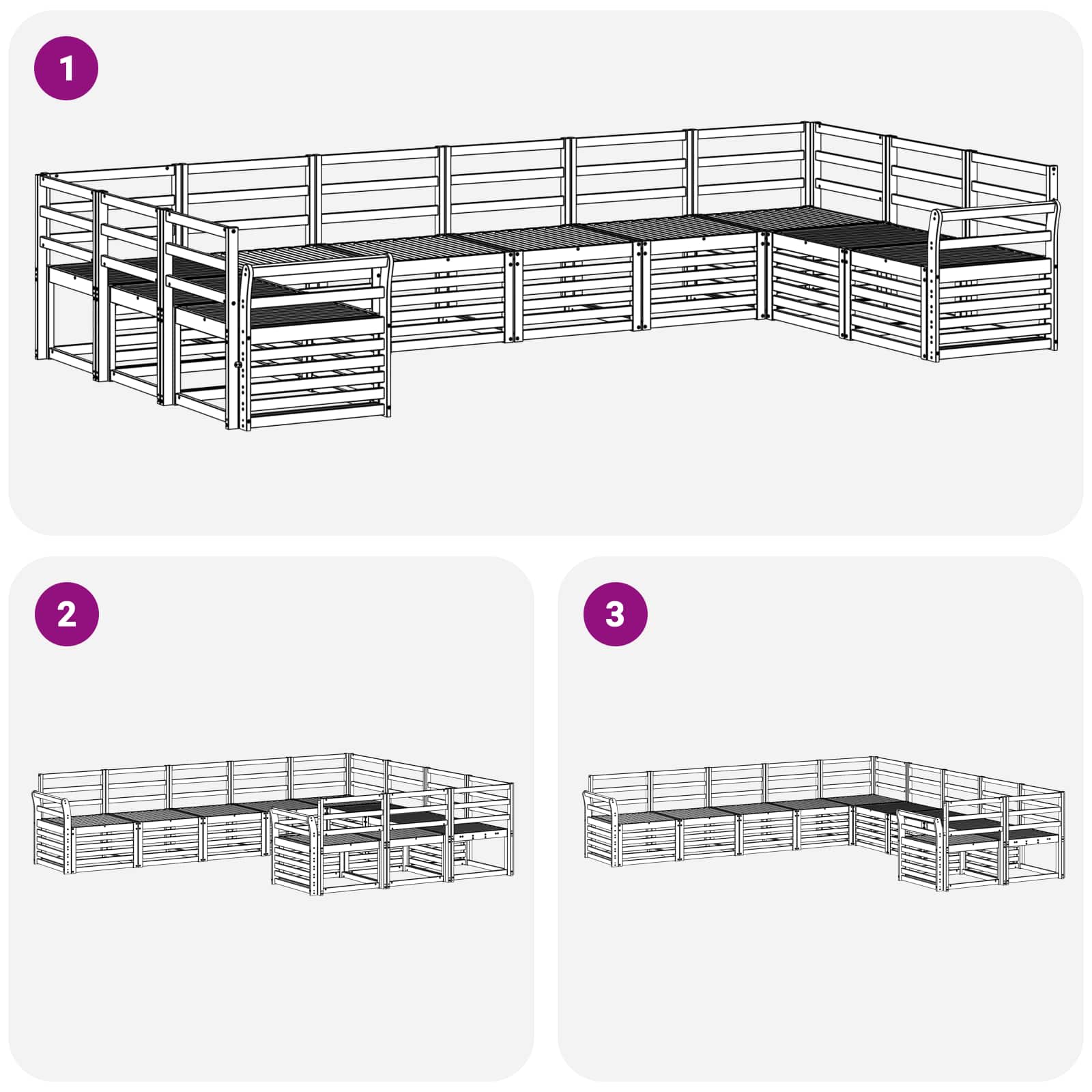 Outdoor-Sofagarnitur 10 pcs Weiß 363 x 190 x 73 cm