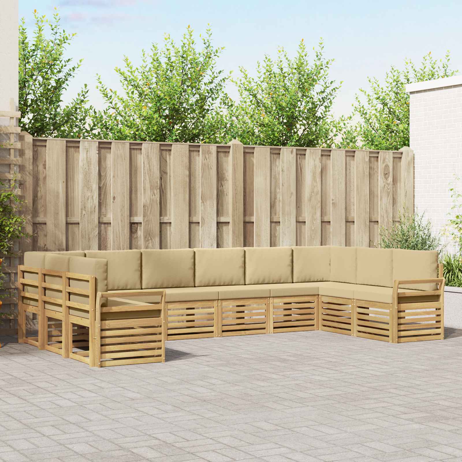 Outdoor-Sofagarnitur 10 pcs Weiß und Beige 363 x 190 x 73 cm