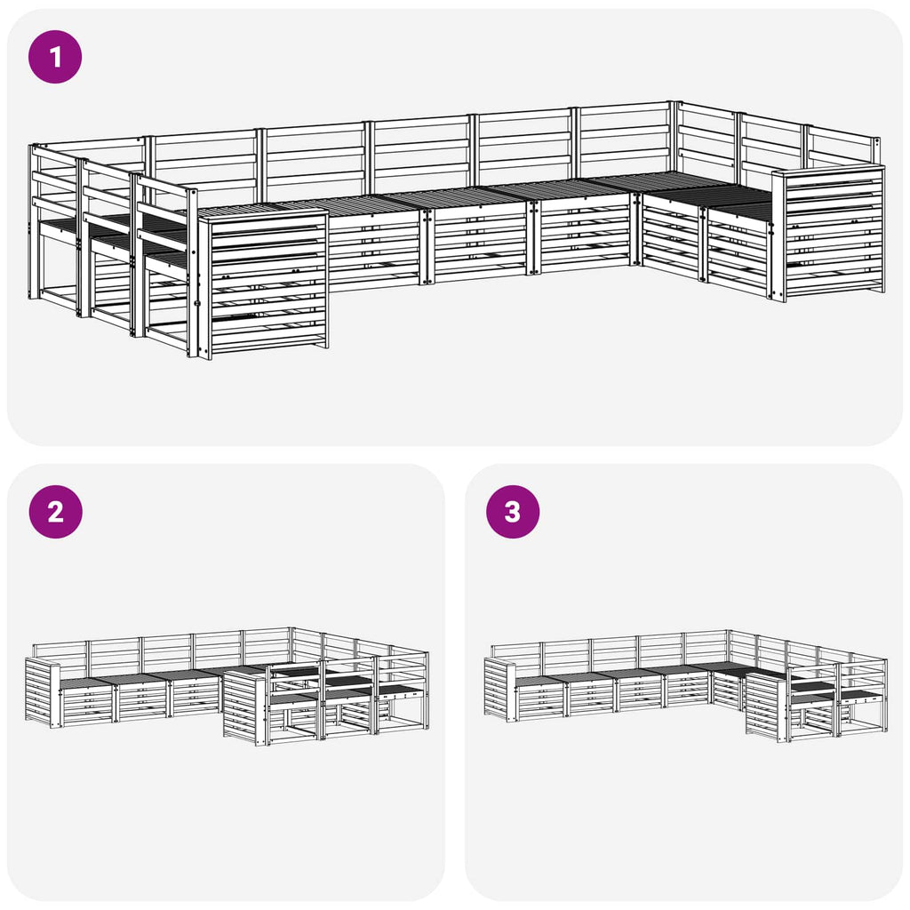 Outdoor-Sofagarnitur 10 pcs Weiß 363 x 191,5 x 73 cm