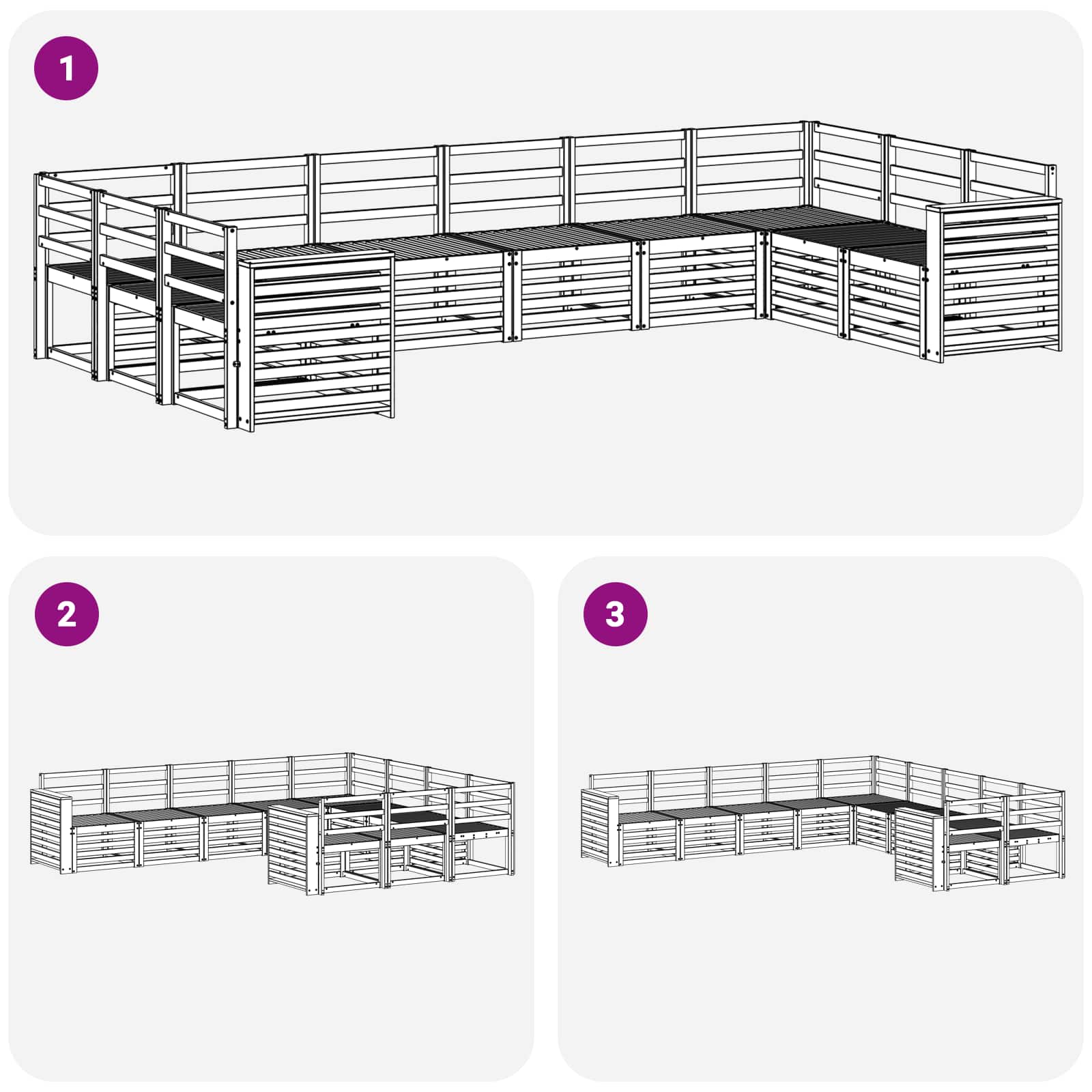 Outdoor-Sofagarnitur 10 pcs Weiß 363 x 191,5 x 73 cm