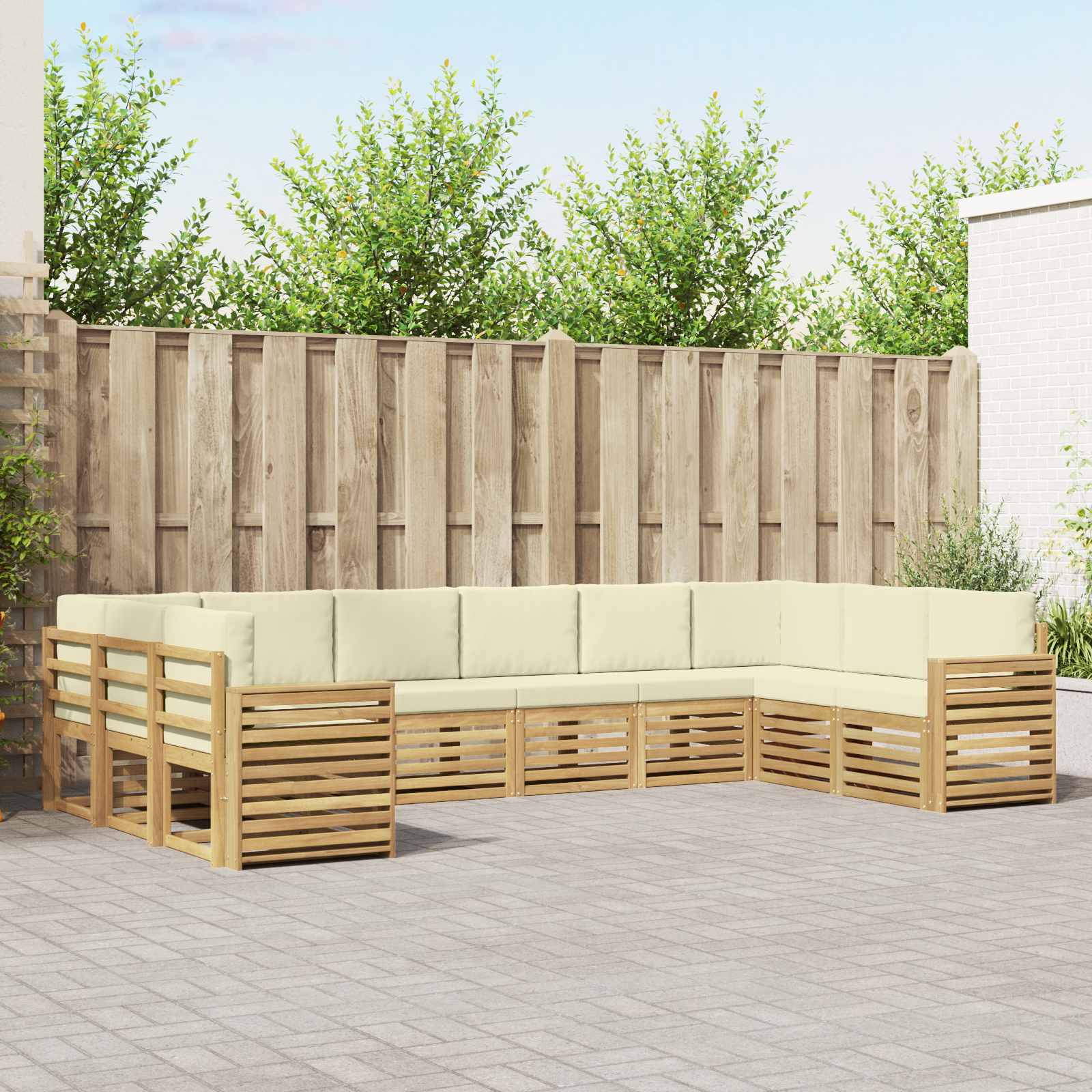 Outdoor-Sofagarnitur 10 pcs Weiß und Creme 363 x 191,5 x 73 cm