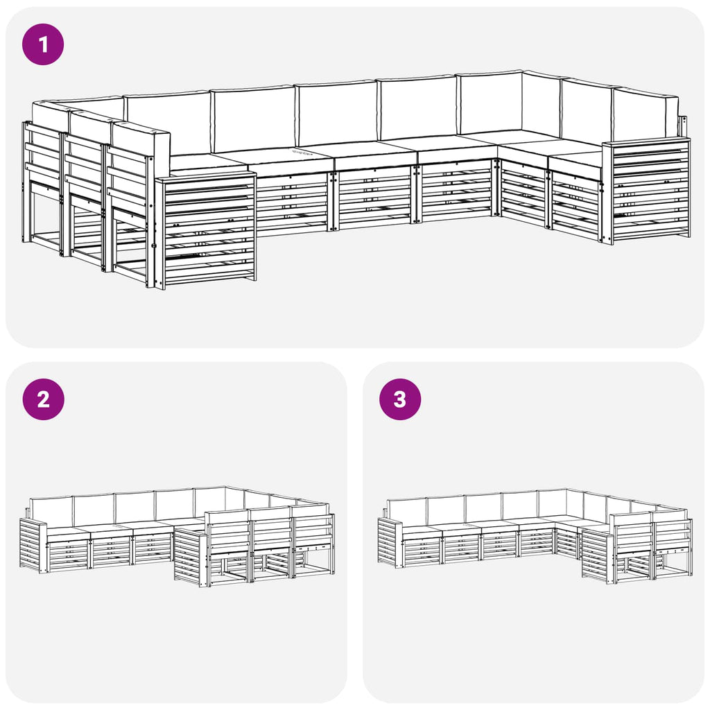 Outdoor-Sofagarnitur 10 pcs Weiß und Creme 363 x 191,5 x 73 cm